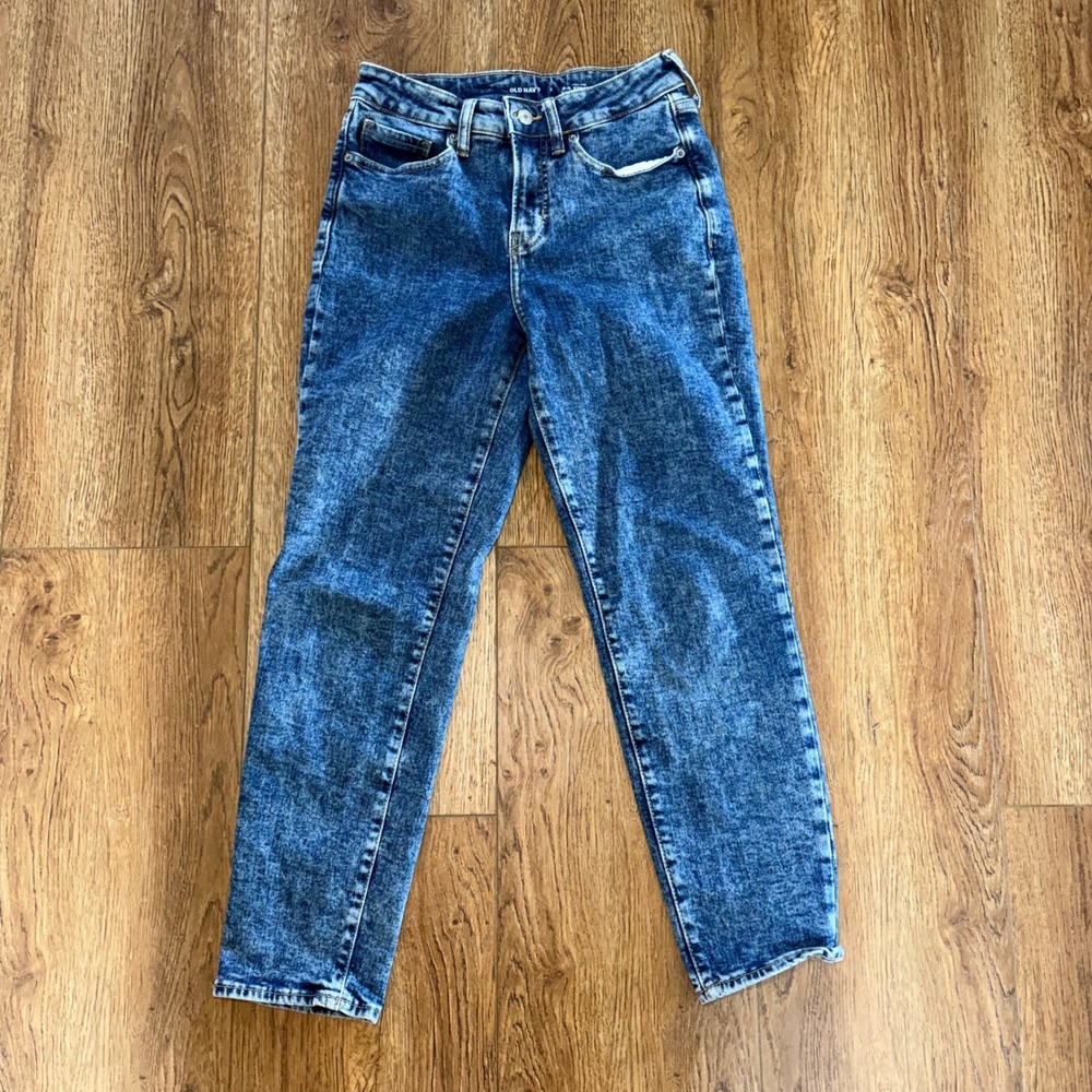 Old Navy OG Straight High Rise Acid Wash Blue Denim Jeans Womens Size 2 Cotton